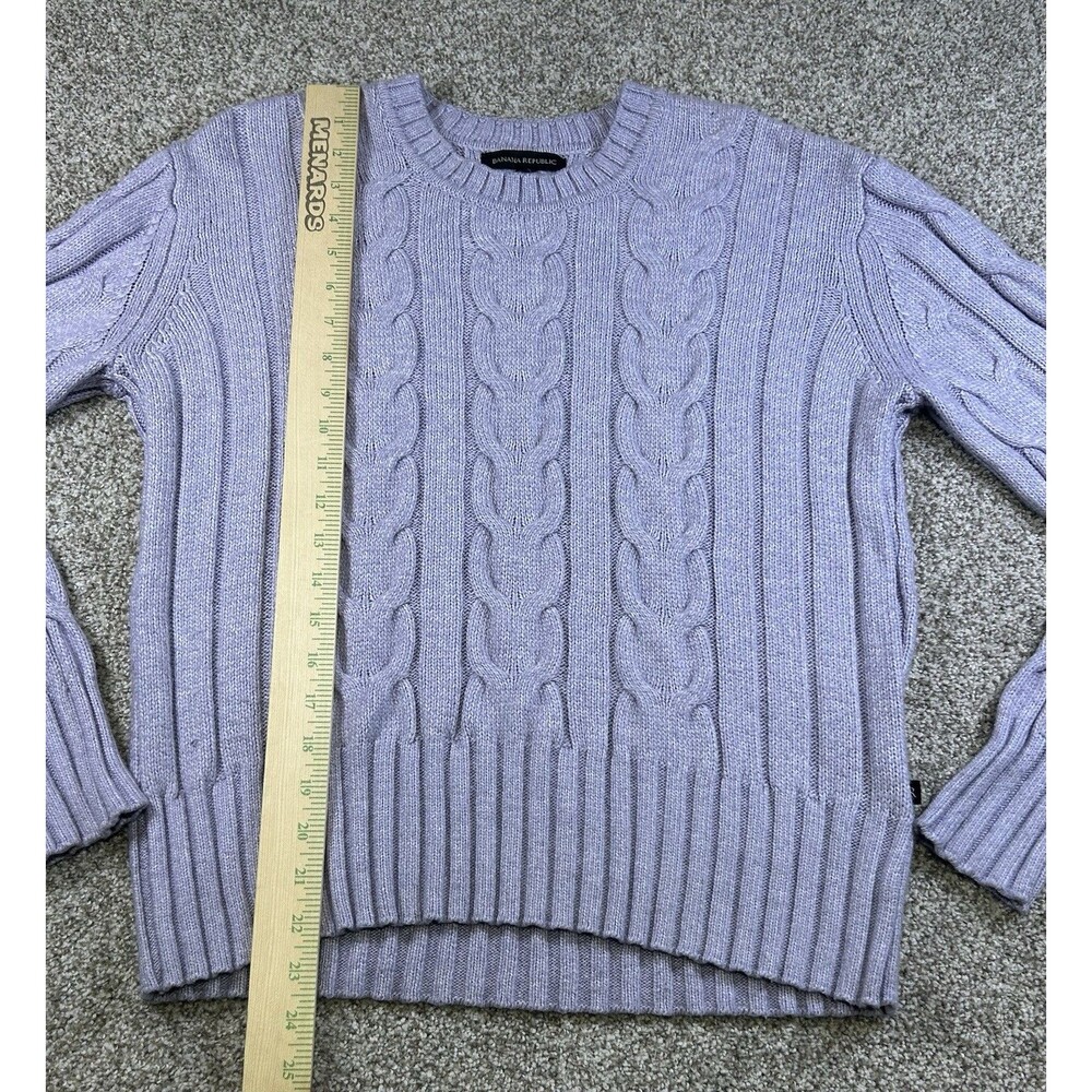 Banana Republic Sweater Womens Medium Purple Lavender Cable Knit Crew Neck - Picture 2 of 8